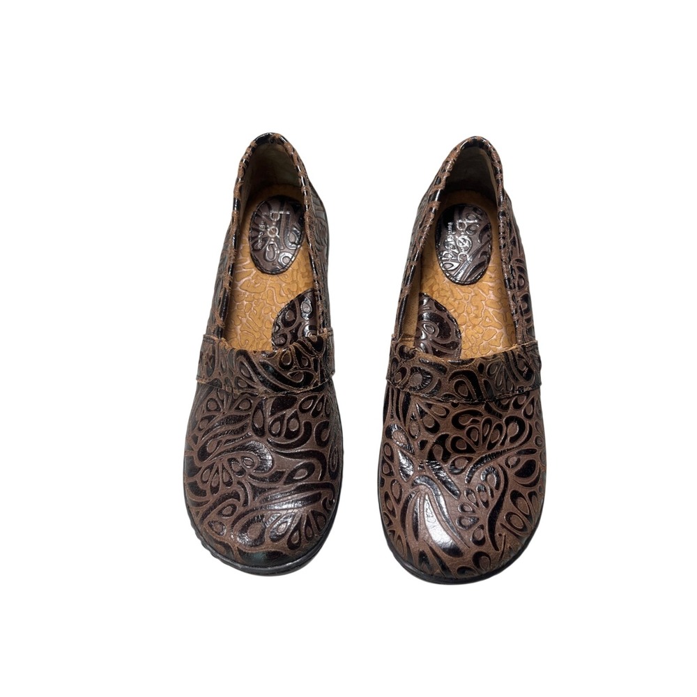 b.o.c. Born Womens 7.5M Brown Leather Floral Cutout Comfort Mary Jane Shoes